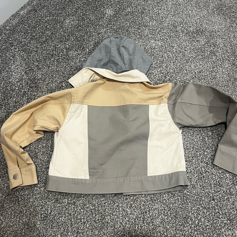 BKE women’s hooded denim Jacket - Gray and Beige size XS - Picture 3 of 5